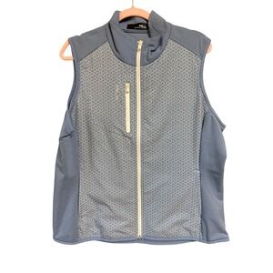 RLX Ralph Lauren Womens Vest XL Sleeveless Golf Full‎ Zip Pockets Blue